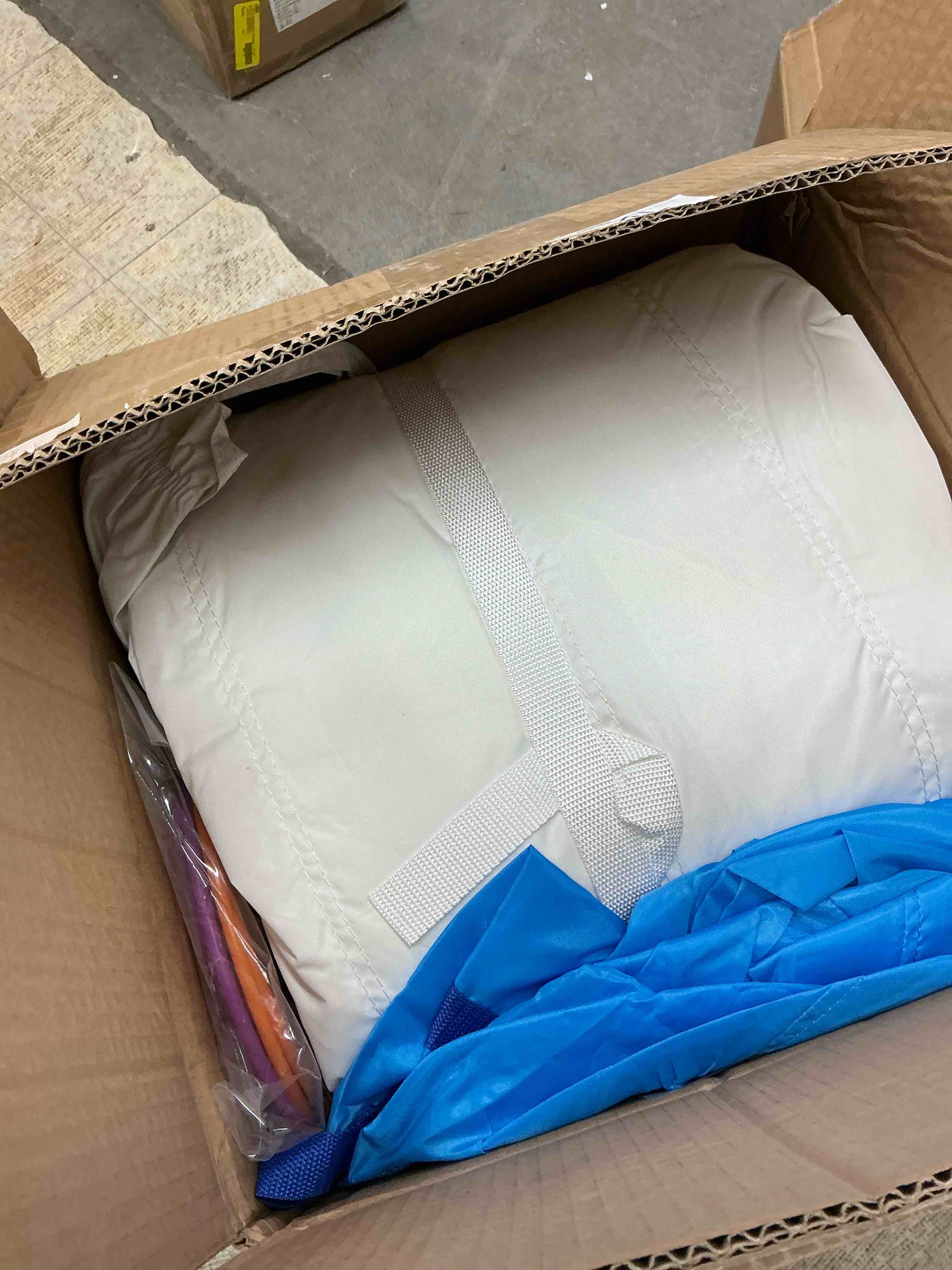 Condition photo showing New/Like New for GVDV 9FT Inflatable Bounce House with Slide & 350W Blower, White Jumping Castle for Kids 3–12, Indoor & Outdoor Wedding or Party Fun