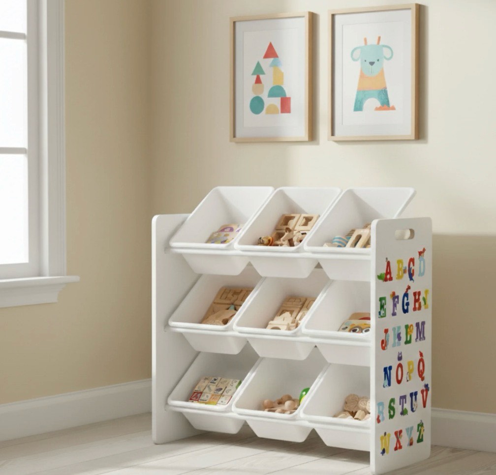 Humble Crew Kids Toy Storage Organizer with 9 Plastic Storage Bins, ABCs