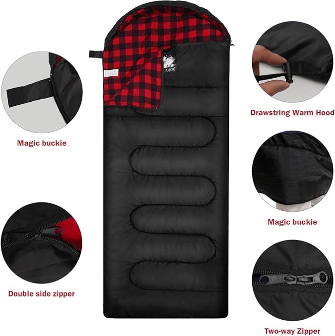 100% Cotton Flannel Sleeping Bag for Adults, Big&Tall Size Backpacking Lightweight  for Girls Boys Mens Teen for Camping Hiking Outdoor 