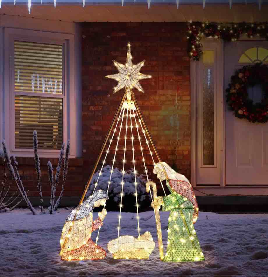ubesgoo 6ft outdoor nativity set light-up nativity scene christmas decoration christmas outdoor decor,220 led
