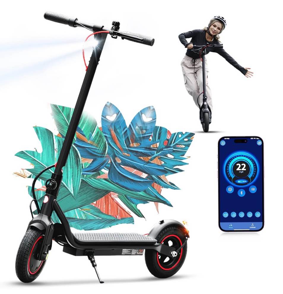 litefive lf6 electric scooter with 500w motor, 10” tires, 22mph & 23miles range, folding commuting e-scooter for adults with app control