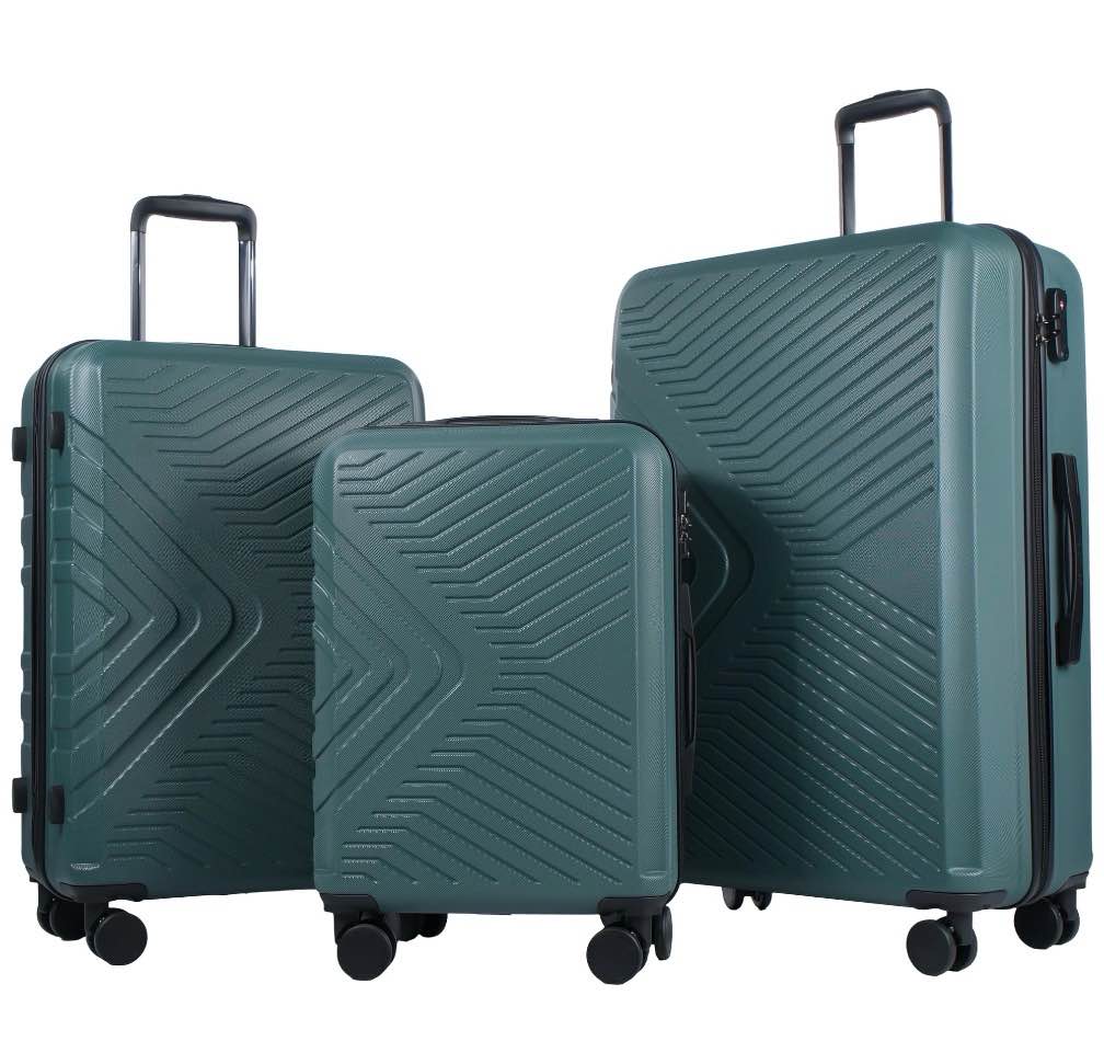 travelhouse 3 piece hardshell luggage set hardside lightweight suitcase with tsa lock spinner wheels 20in24in28in.(dark green)