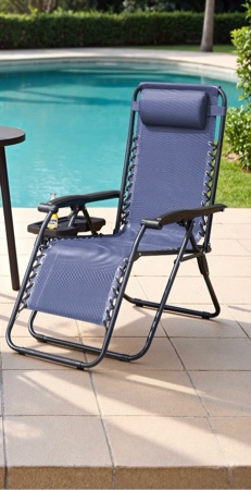 lacoo  zero gravity chair patio outdoor foldable lawn lounge chair reclining chair with adjustable pillow for graden  patio beach   blue