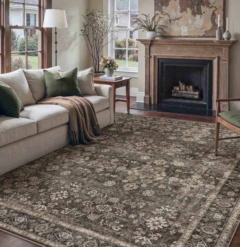 berthmeer 9 x12 large area rugs for living room bedroom office brown vintage non slip washable farmhouse dining room oriental traditional distressed rugs