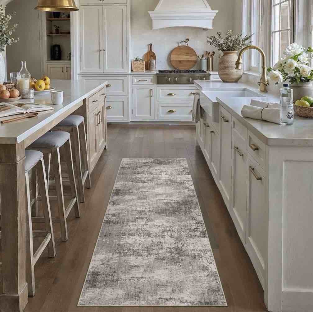 berthmeer 2  x 6  abstract hall runner rugs non-slip  gray