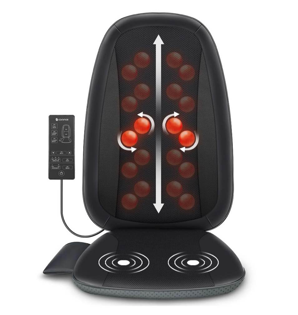 comfier shiatsu back massager with heat deep tissue kneading massage seat cushion electric chair pad black