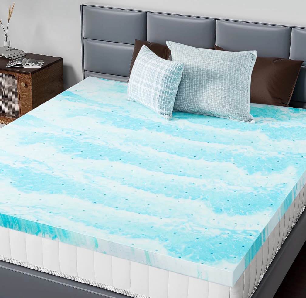 concetta 2 inch king size memory foam mattress topper with cooling gel, pressure relief for back pain, comfort bed topper, certipur-us certified