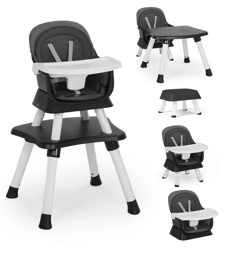 aileekiss 8 in 1 baby high chair  toddler dining booster seat for eating  grey