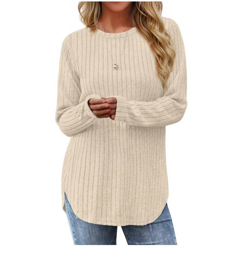 fantaslook long sleeve shirts for women casual tunic tops dressy crew neck pullover fall lightweight sweaters for women size m 