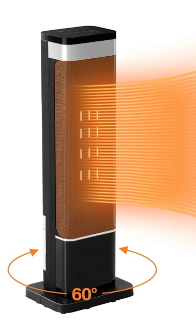 edx 24" space heater for indoor use, fast heating electric heater with 60° oscillation,, safety overheat & tip-over protection, portable for bedroom, office