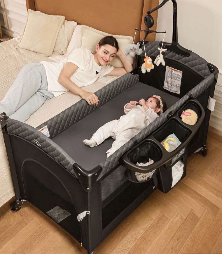 babyeap 5-in-1 baby bassinet with playard mode & changing table,bedside sleeper for newborns and infants,black