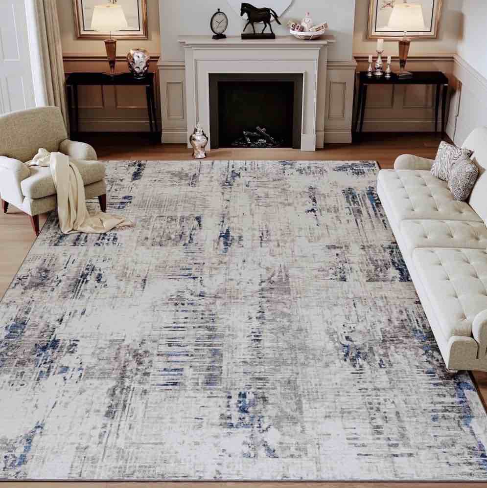 sixhome 6 x9 area rugs for living room modern abstract area rugs machine washable rugs soft neutral carpet rugs for bedroom dining room office playroom aesthetic home decor non slip rug navy blue