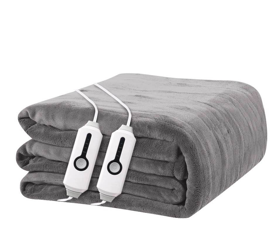 yakee electric heated blanket 84"x90" queen size with dual control, 4 heat levels, 10-hour auto-off, soft coral fleece, overheat protection, gray