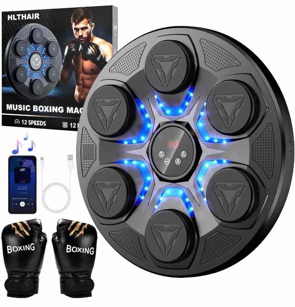 music boxing machine for adults kids,interactive music punching machine with gloves 12 modes upgrade