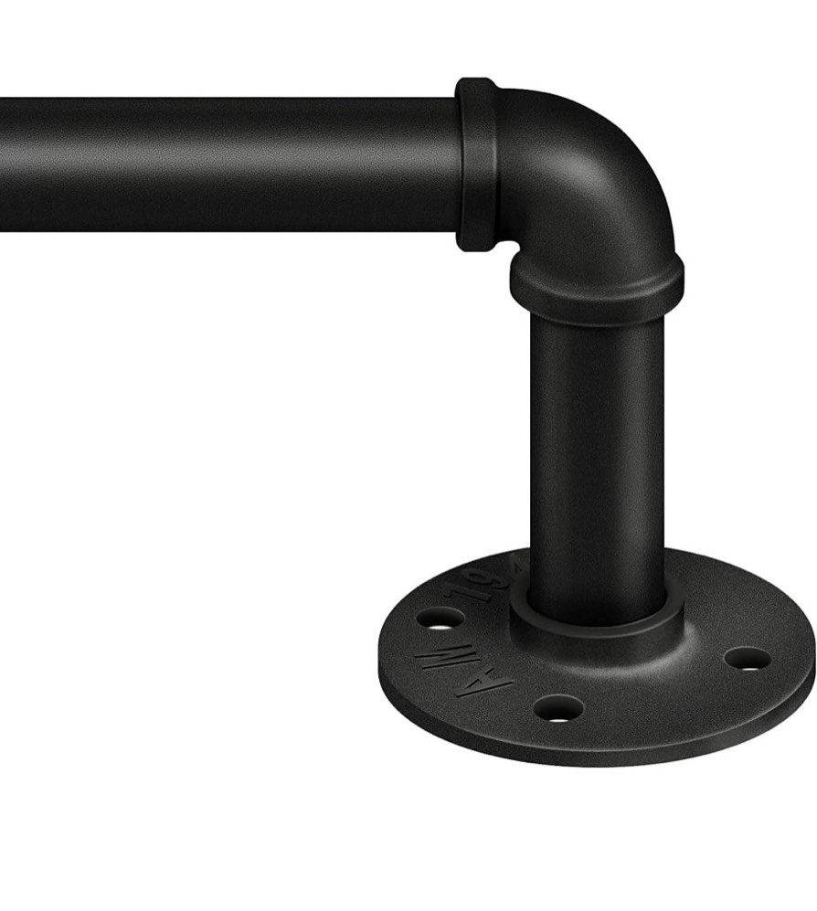 32  to 120 curtain rods for windows  1 inch industrial curtain rod  adjustable wrap around black curtain rods  black industrial indoor/outdoor curtain rod