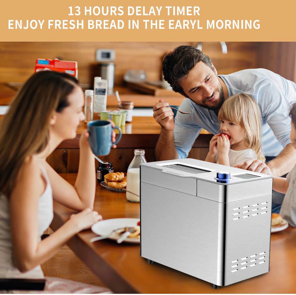 vavsea 25 in 1 bread maker machine  2lb bread maker with auto fruit and nut dispenser  gluten free setting  stainless steel  reserve & keep warm set