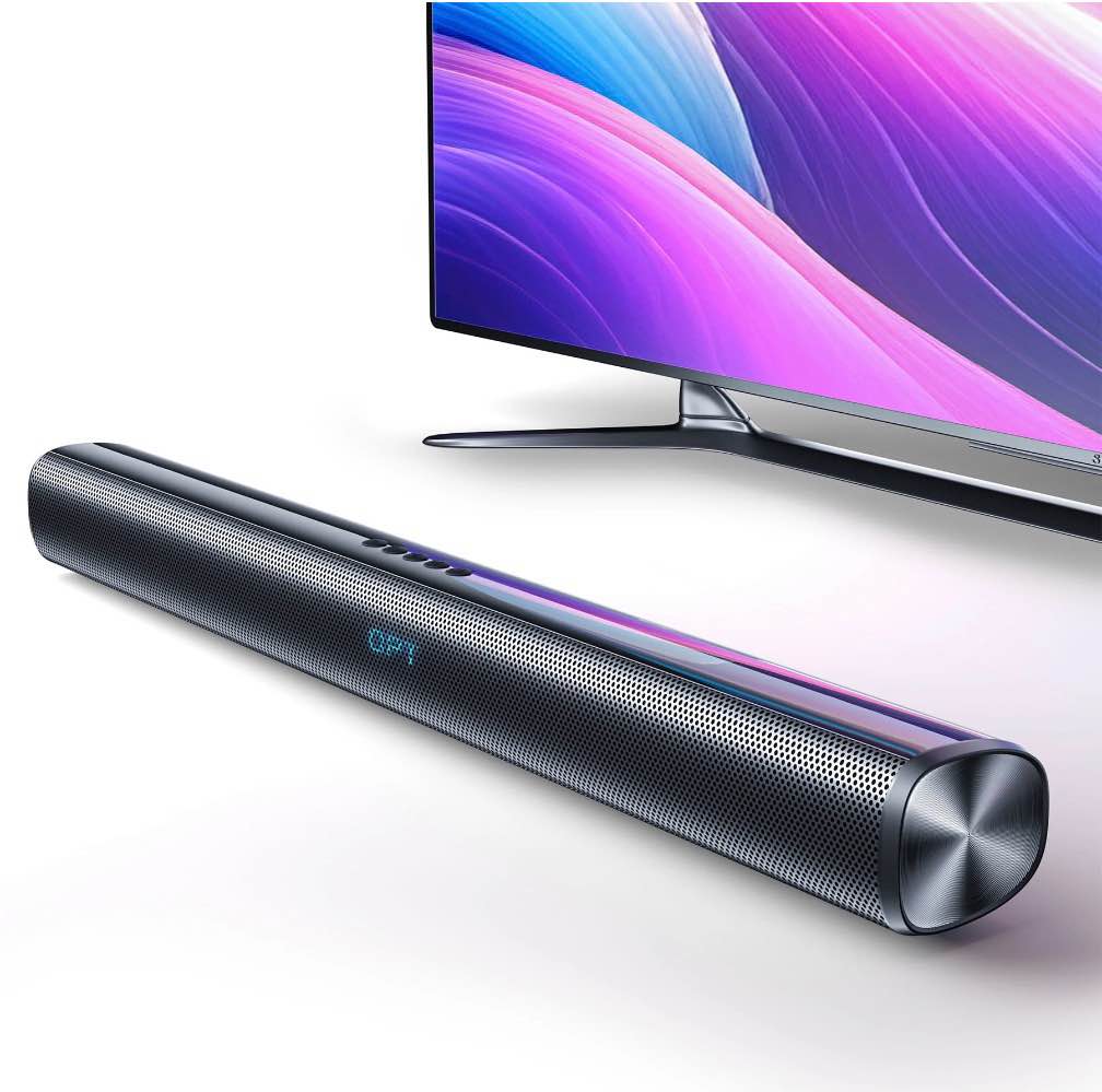 veatool sound bar for tv,60w soundbar surround sound home theater system,27 inch tv speaker with dsp dynamic sound,work with 4k & hd tvs,coax& optical, aux,bluetooth,wireless streaming,wall mountable