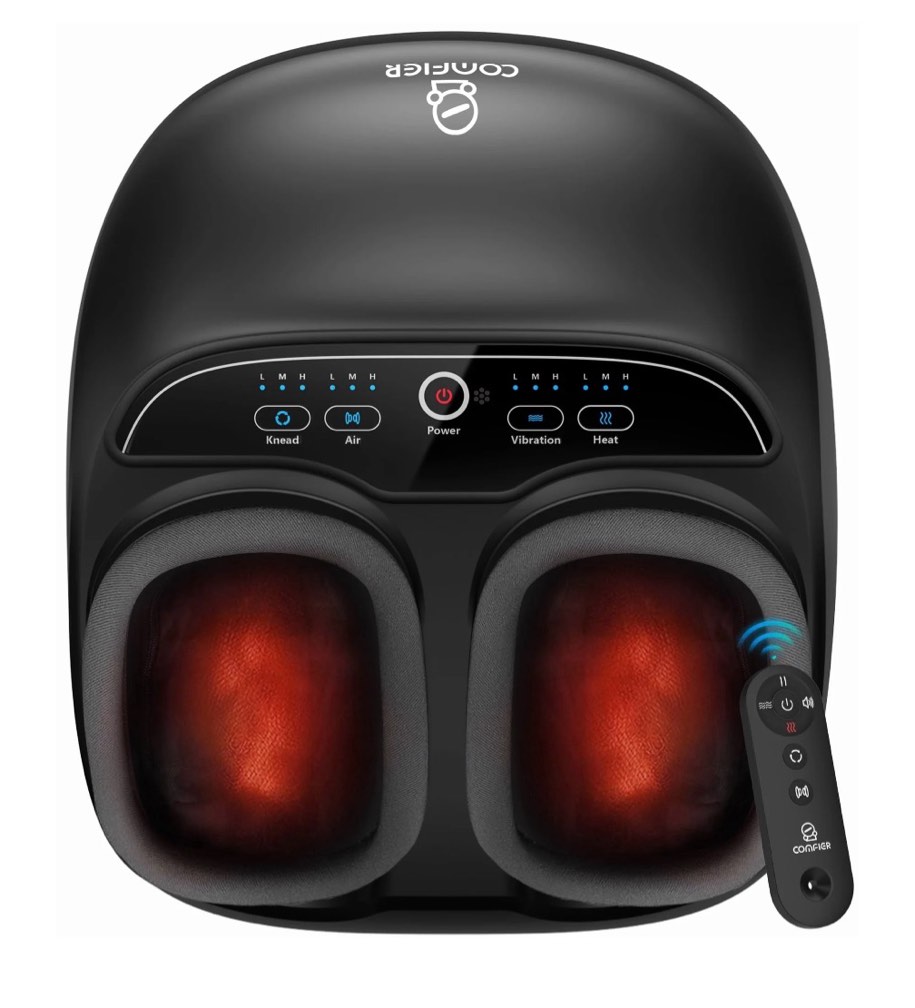 foot massager with heat comfier shiatsu foot massage machine with remote for relax up to size 13 black father s day gifts