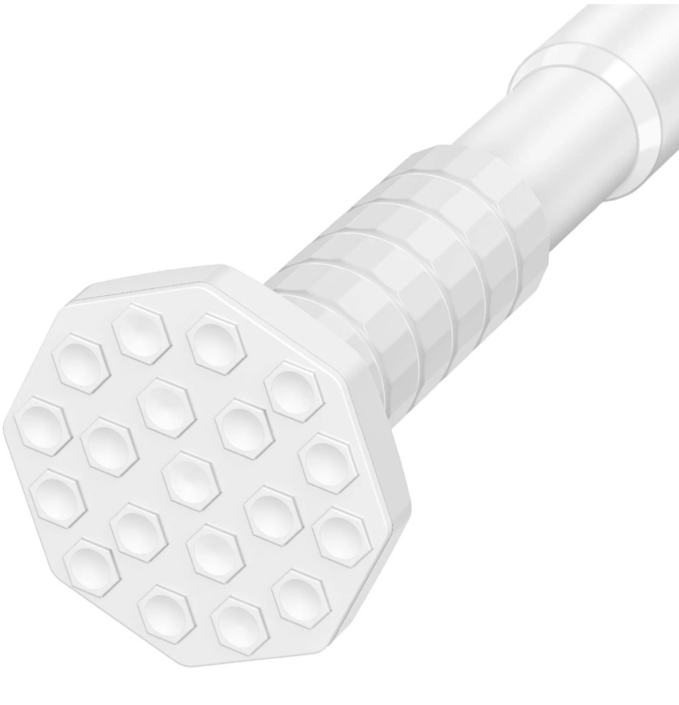 giracoa octagon tension curtain rod 51-128 inches  heavy duty no drill adjustable rod with 12 rings  matte white