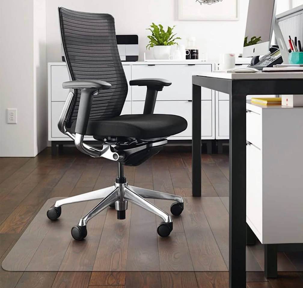 kibhous Office Mat for Hardwood Floor, 36" x 48" Rectangle Clear Chair Mat ,Matte, PVC
