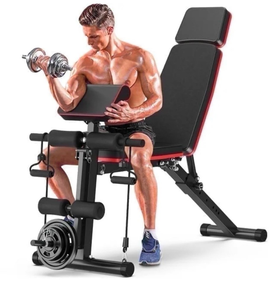 gikpal 7 positions adjustable weight bench with extended headrest and leg extension foldable workout olympic weight bench press for full body strength training maximum weight 770 lbs.