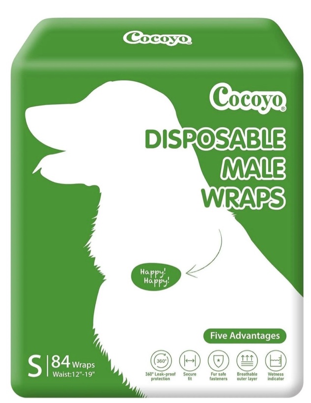 COCOYO Y12  Disposable Male Dog Wraps, Small Size, 84 Count, Super Absorbent, Breathable