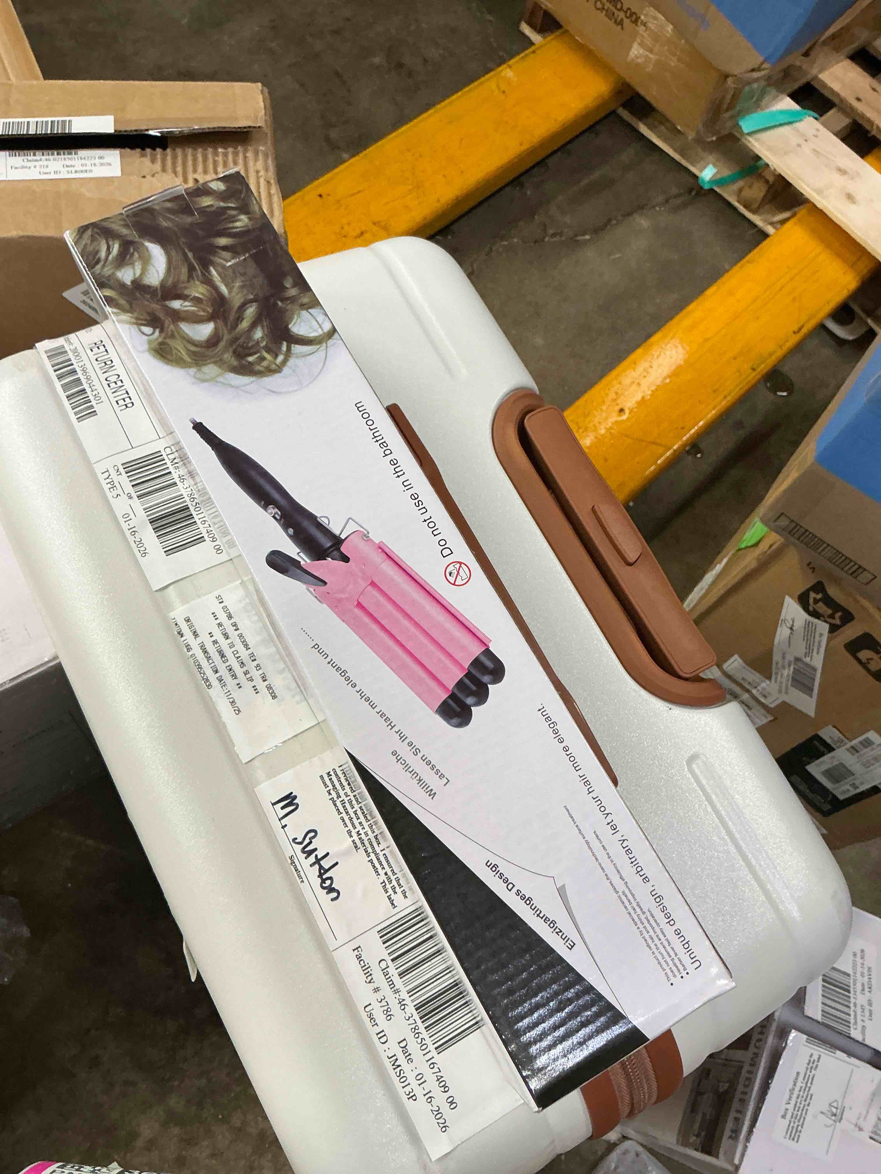 Condition photo showing New/Like New for Morfone 3 Jumbo Barrel Curling Iron Wand 22mm Hair Waver Temperature Adjustable Ceramic Big Waves Hair Crimper (Gold)