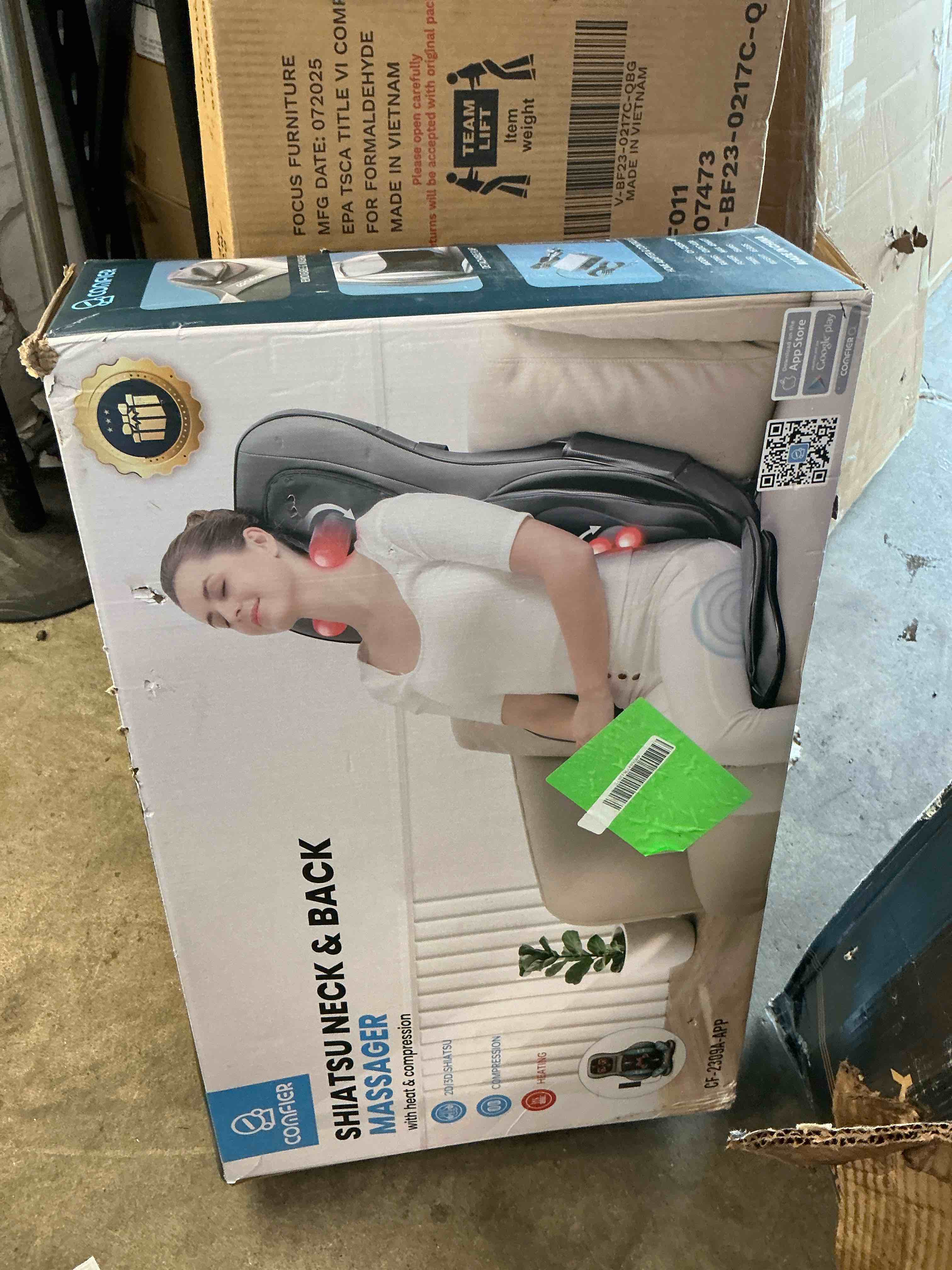 Condition photo showing Good Condition for Comfier Shiatsu Neck Back Massager with App Remote  2D/3D Kneading Massage Chair Pad  Heating Compression Seat Cushion Massagers  Ideal Gifts - Black