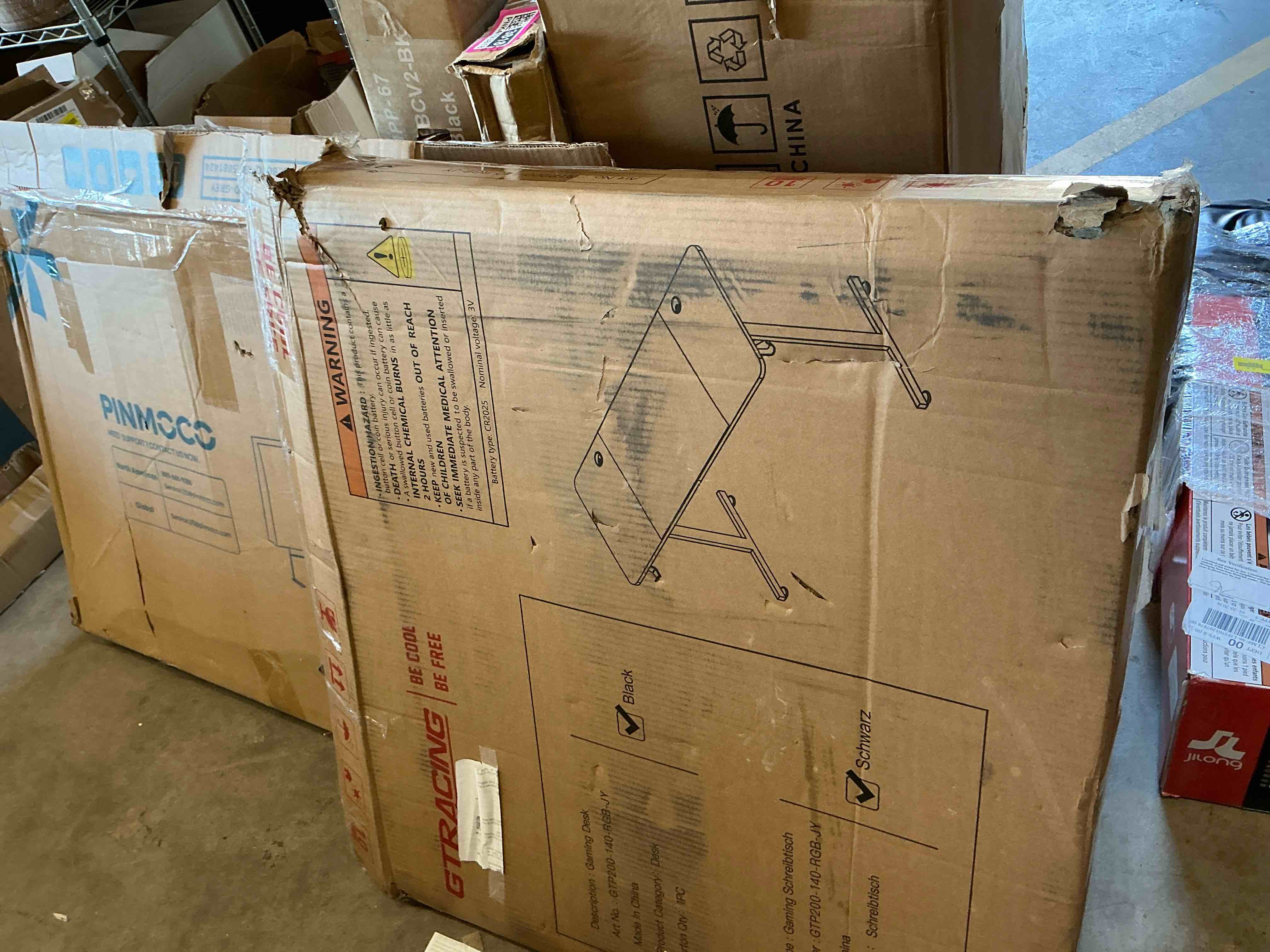 Condition photo showing Good Condition for GTRACING 55" Large RGB Sturdy Gaming Desk with Mouse Pad T-Shaped Office Chair Computer Desk Spacious Work Surface Table, Black