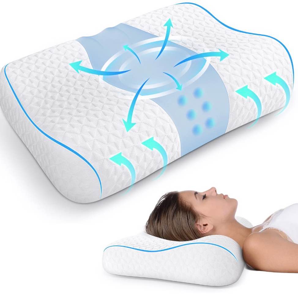 Bed Pillow  Cervical Neck Pillow for Pain Relief  Contour Memory Foam Pillows for Sleeping  Odorless Ergonomic Pillow  Orthopedic Cooling Pillow Bed Pillow Neck Support for Side Back Stomach Sleepers