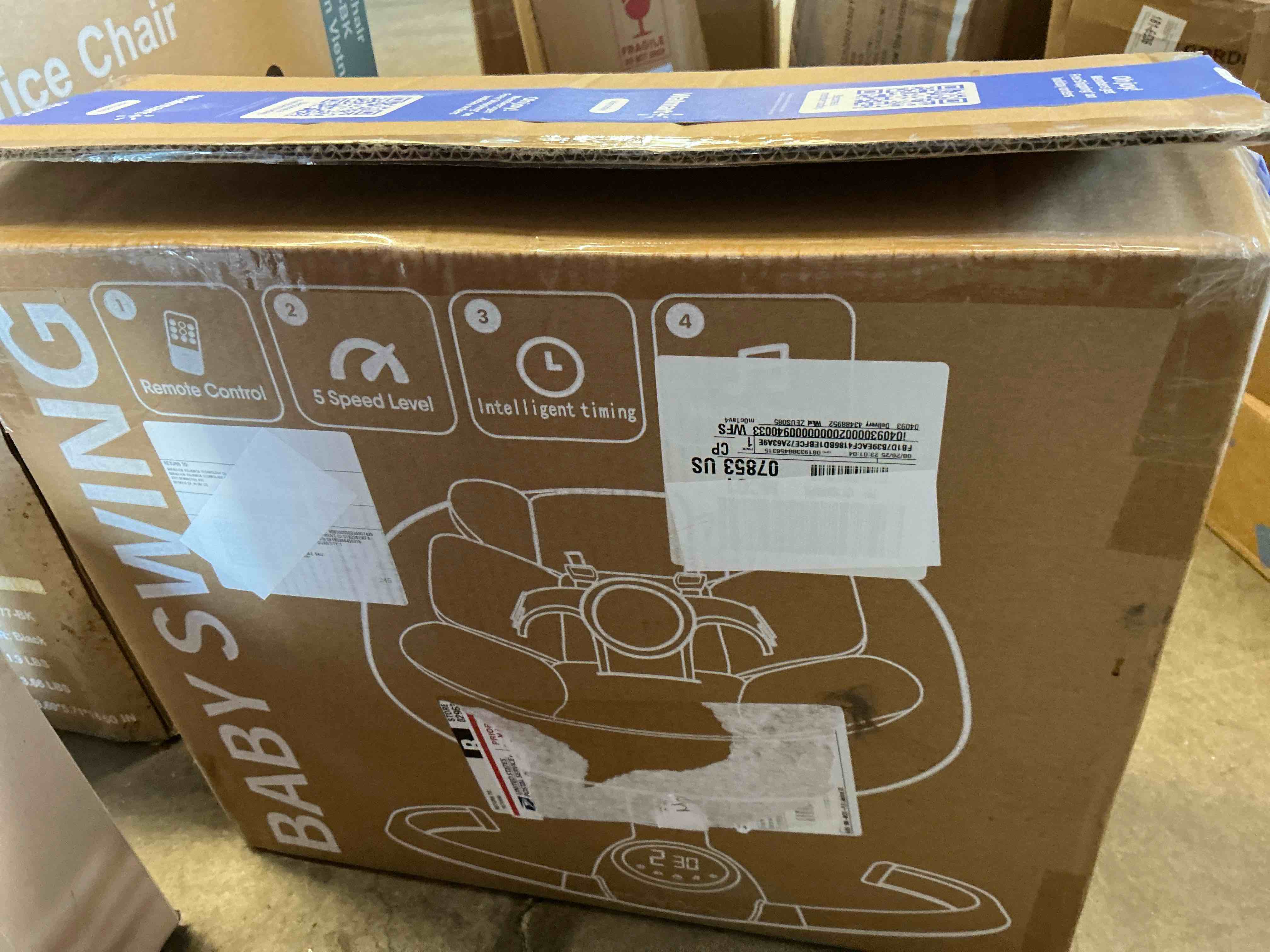 Condition photo showing New/Like New for Babyeap Baby Swing for Infants,Bluetooth Control 5-point Harness Newborn Swing,5 Sway Speed,10 Lullabies(Gray)