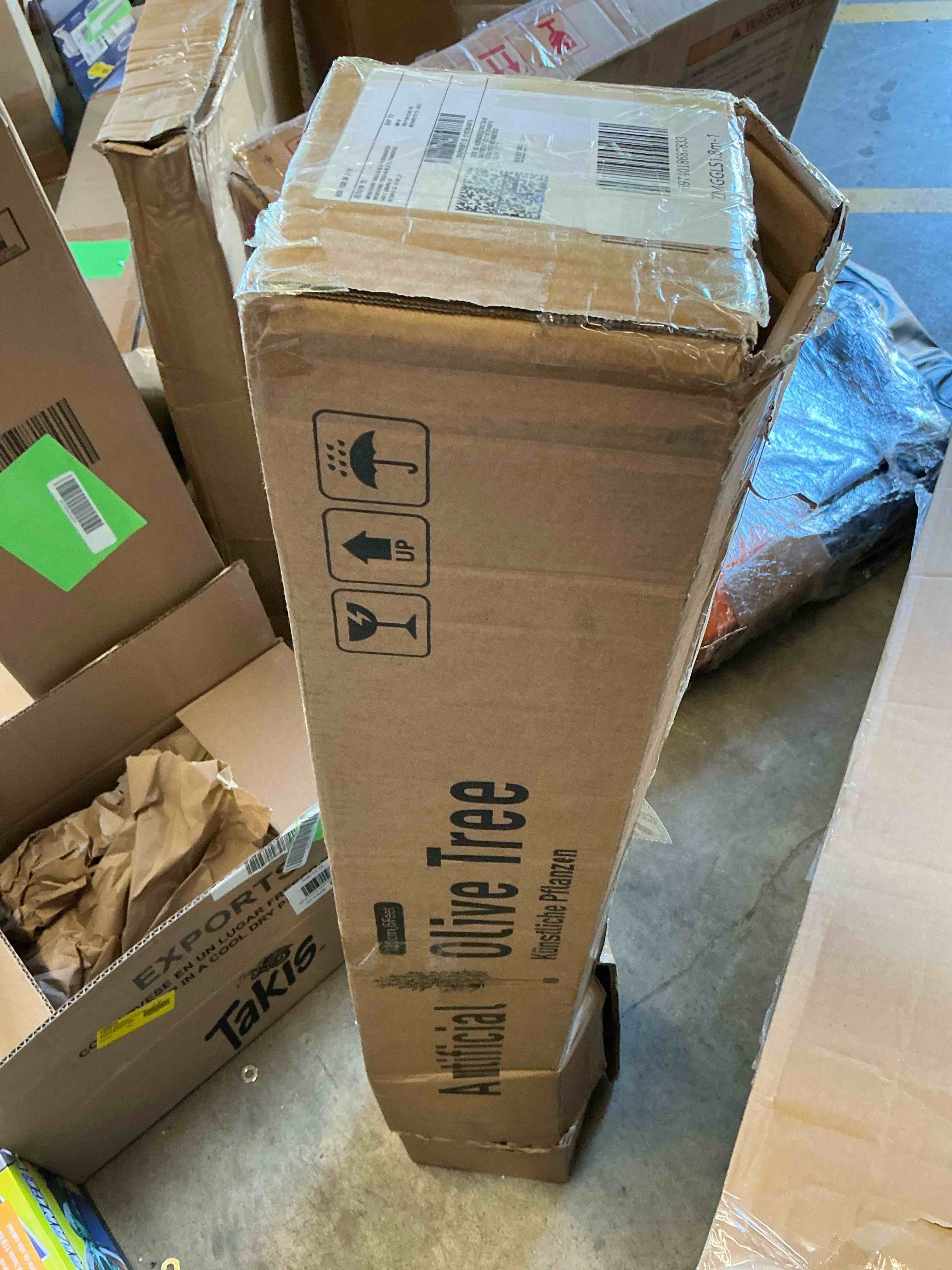 Condition photo showing New/Like New for 6 ft Artificial Olive Plants with Realistic Leaves and Natural Trunk, Silk Fake Olive Tree in Black Plastic Pot, Faux Olive Tree for Office Home