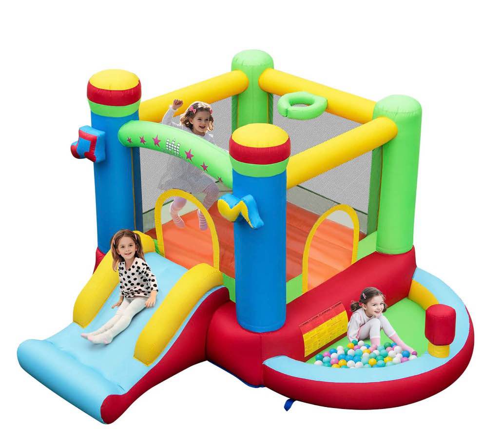  Inflatable Water Slide Bounce House, Kids Water Park Jump Bouncy Castle w/Splash Pool, Climbing Wall, Water Slides Inflatables for Kids, Blow up Water Bounce House for Outdoor Backyard Gifts 