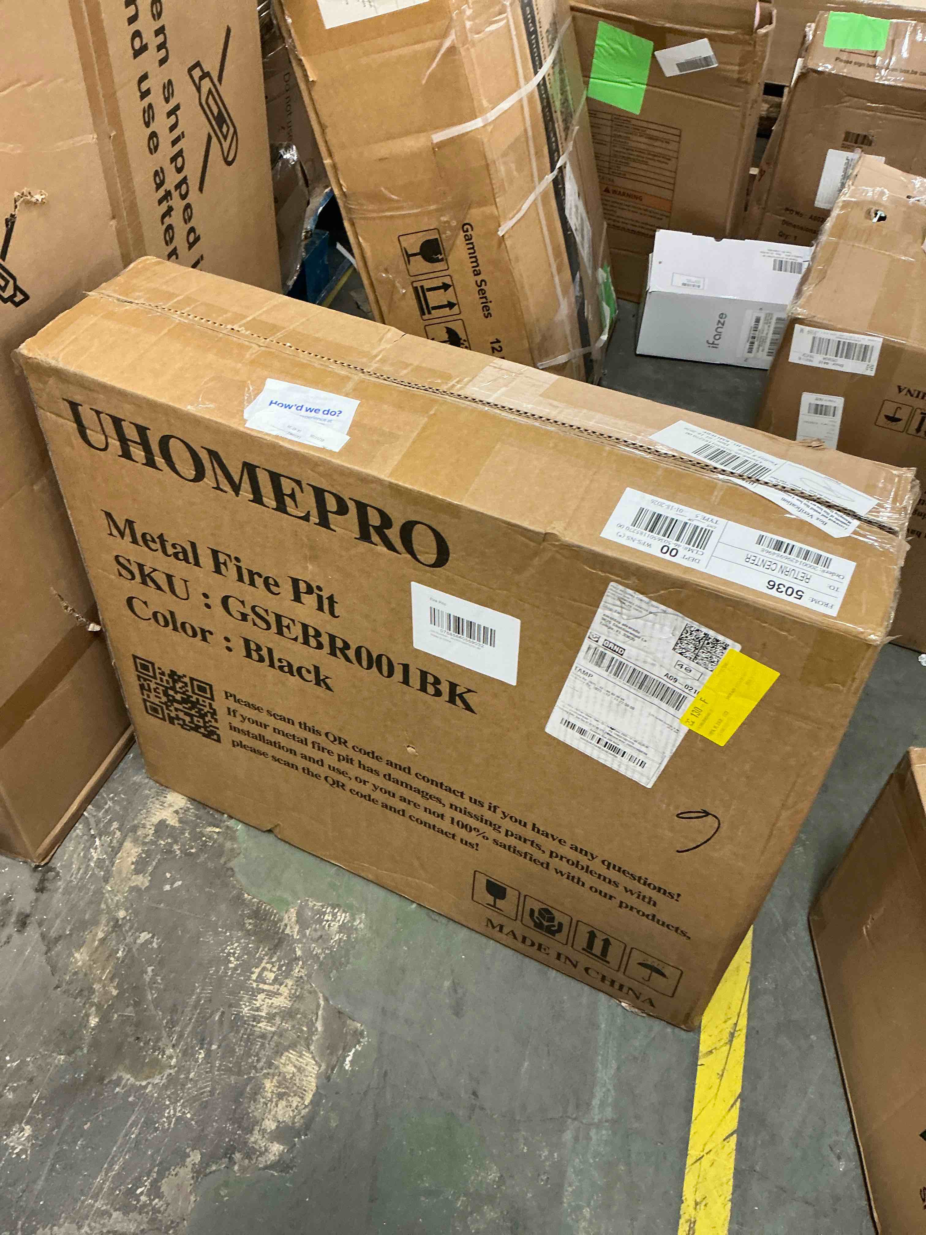 Condition photo showing New/Like New for Fire Pits for Outside, 32" Wood Burning Fire Pit Tables with Screen Lid, Poker, BBQ Net, Ice Tray, Food Clip and Cover, Backyard Patio Garden Outdoor Fire Pit/Ice Pit/BBQ Fire Pit, Black