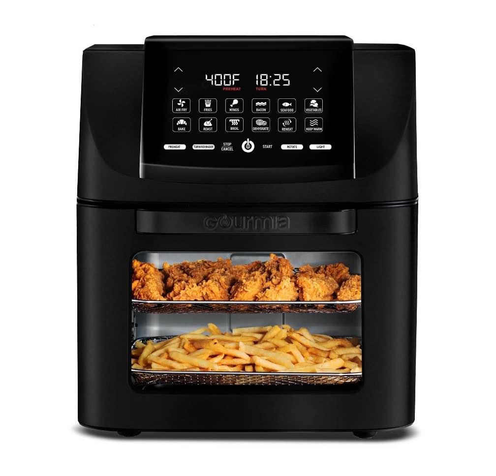 Gourmia 14qt All-in-One Digital Air Fryer, Oven, Rotisserie & Dehydrator GAF1230: Stainless Steel, 1550W, Dishwasher-Safe Parts