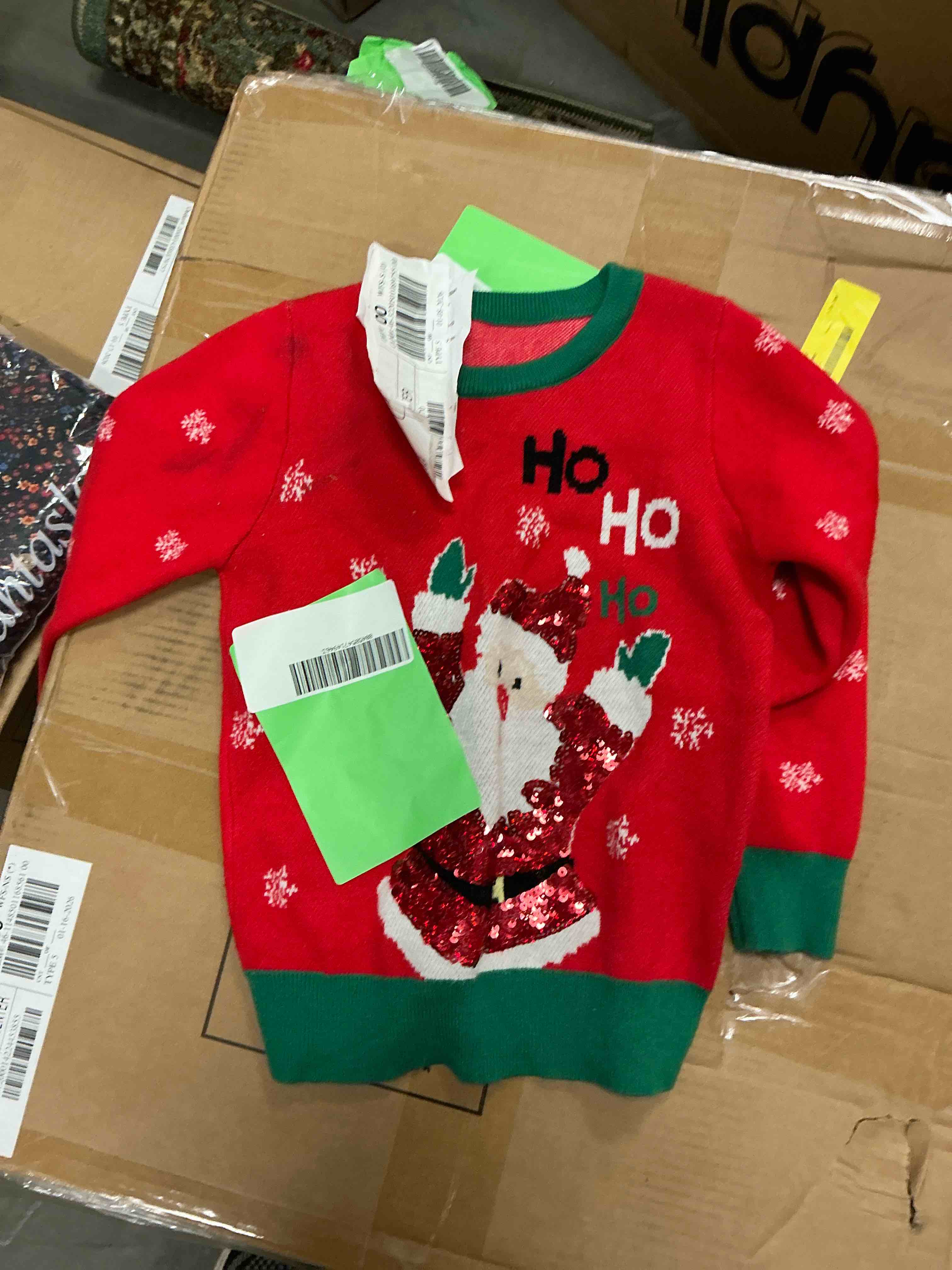 Condition photo showing Good Condition for Aideaone Toddler Ugly Christmas Sweater Girls Xmas Boys Sequin Knit Pullover Tacky Kids Holiday Tops 2-6 Years