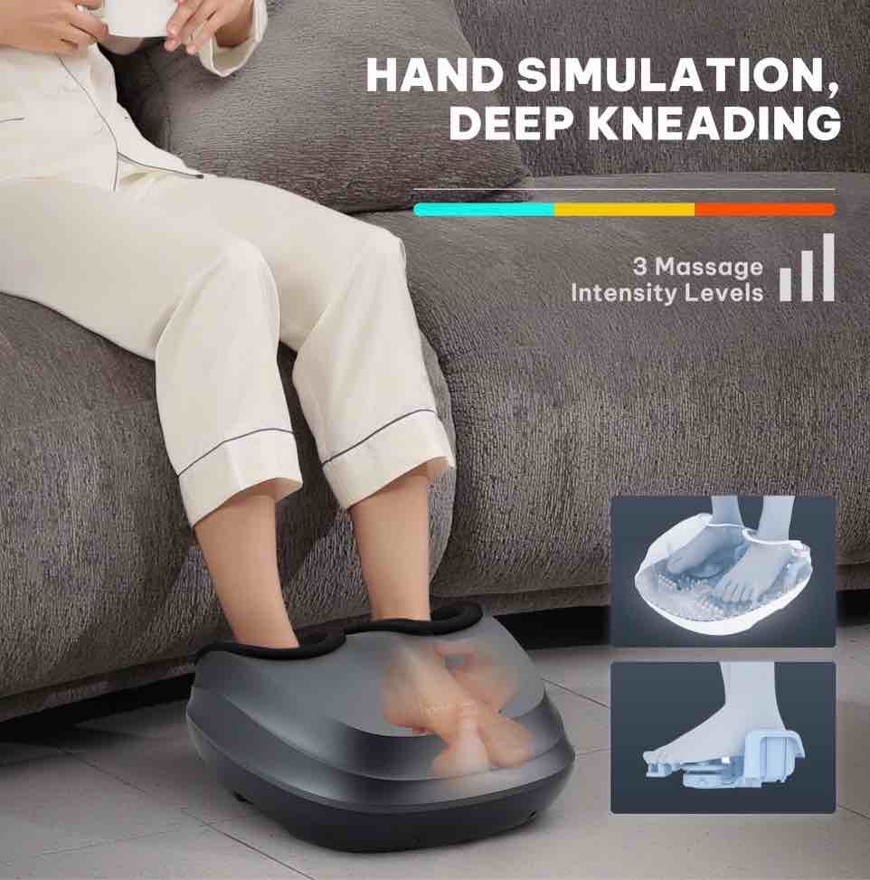 Condition photo showing New/Like New for MARNUR Shiatsu Foot Massager with Heat and Air Compression  Deep Kneading for Muscle Relief & Relaxation  Fits up to Men s Size 12  Dark Gray