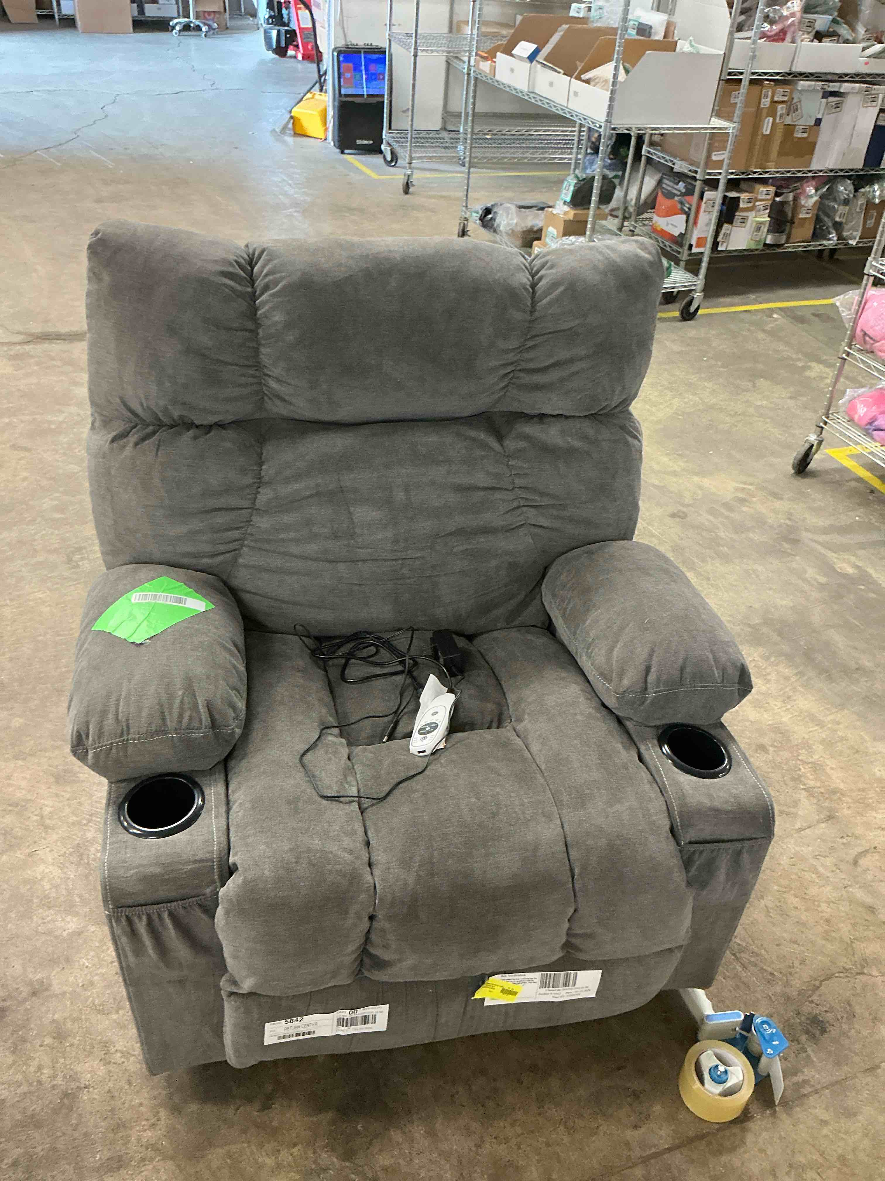 Condition photo showing Good Condition for JONPONY Massage Swivel Rocker Recliner Chair with Vibration Massage and Heat Ergonomic Lounge Chair for Living Room with Rocking Function and Side Pocket, 2 Cup Holders, USB Charge Port,Grey