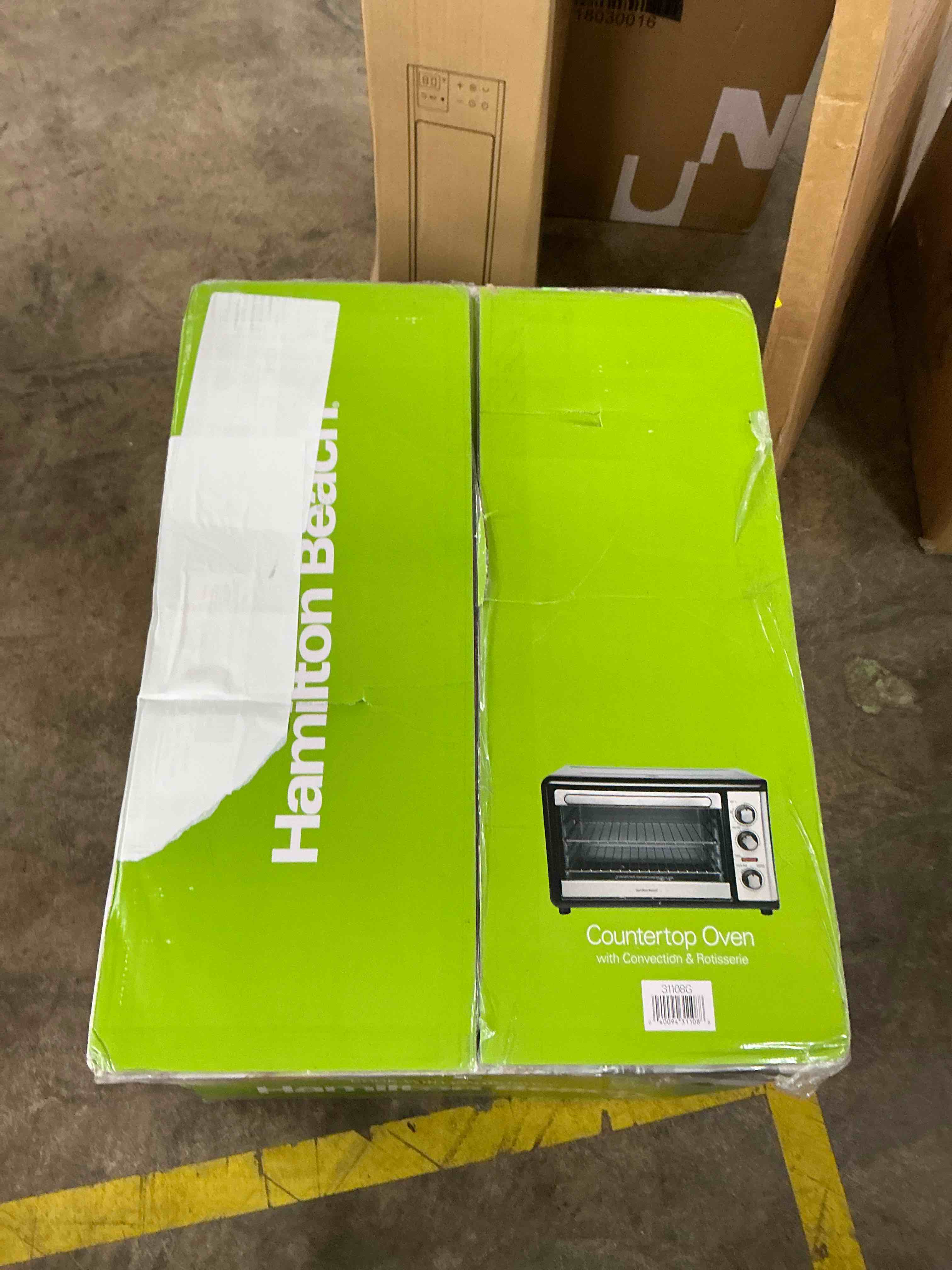 Condition photo showing New/Like New for Hamilton Beach Countertop Oven with Convection and Rotisserie  Baking  Broil  Extra Large Capacity  Stainless Steel