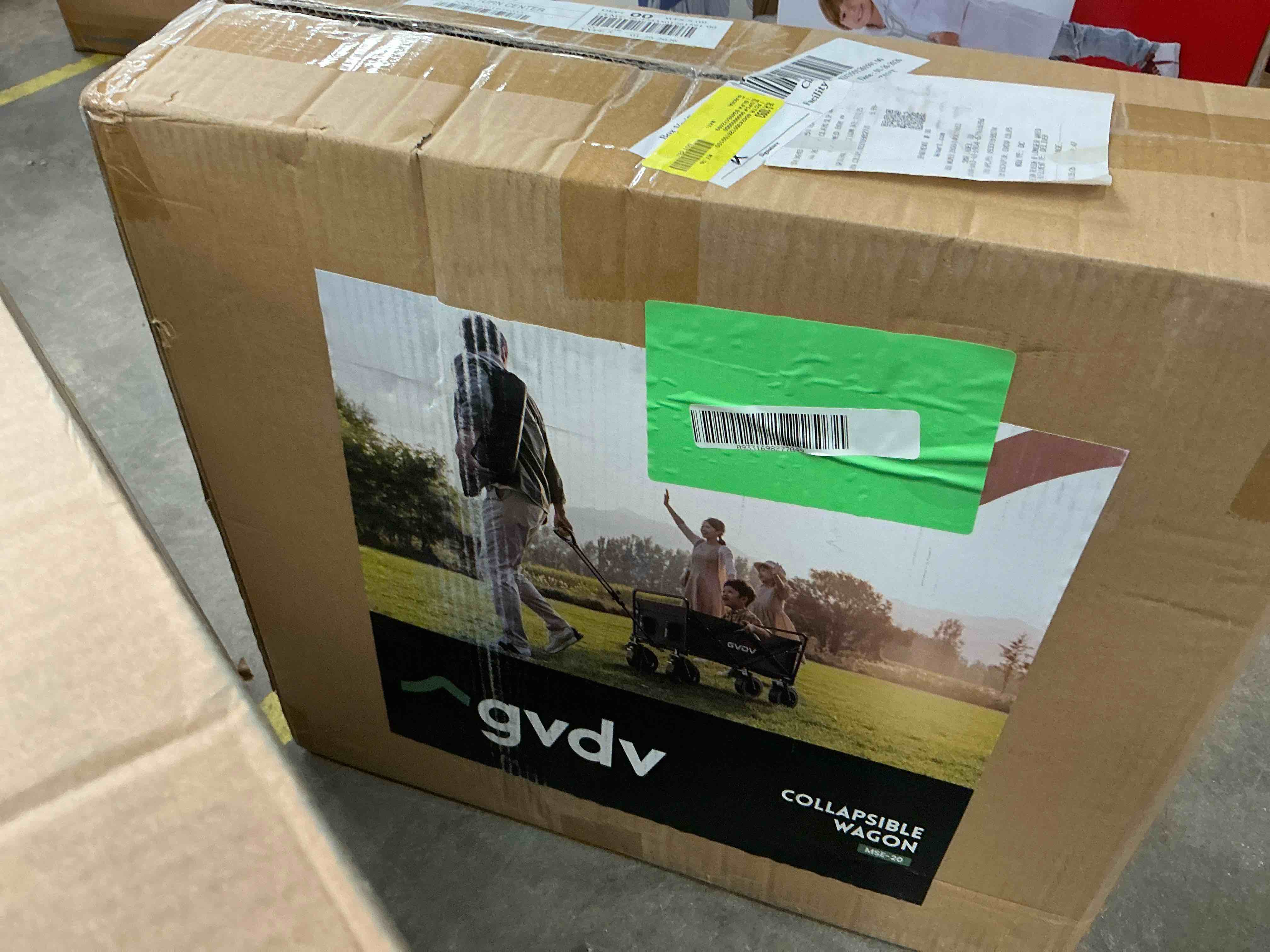 Condition photo showing New/Like New for GVDV Collapsible Folding Wagon, 550LBS Large Heavy Duty Utility Cart with All-Terrain Wheels and Adjustable Handles for Shopping, Camping, Sports, Outdoor, Beach, Orange