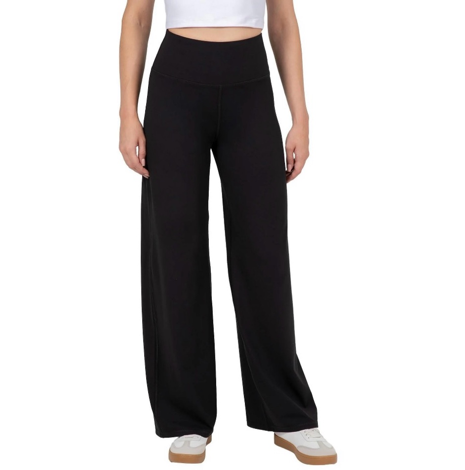 YITTY Active Women s High Waist Wide Leg Pants – Buttery Soft Lounge & Yoga Pants with Tummy Control Pants 4-Way Stretch Iconic Black XL Regular | 31 Inseam