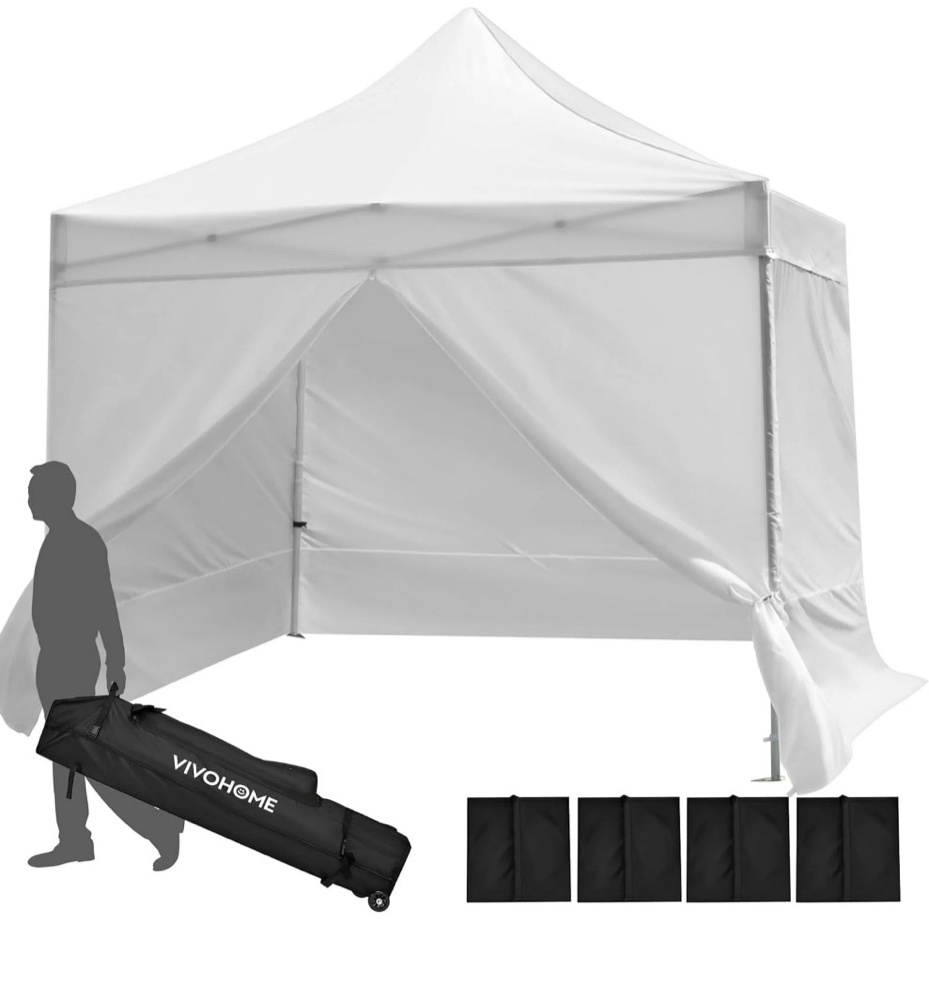 Condition photo showing Good Condition for SPECSTAR White Commercial Tent 8  x 8  Instant Pop-up Straight Leg Canopy with Sidewalls