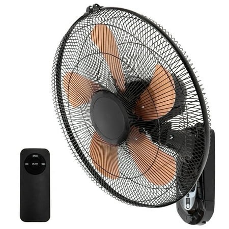 Wall Mount Fan 20 Inch with Remote 3-speed Wall Oscillating Quiet Fan with 5 Metal Blades Adjustable Tilt and Timing High Velocity Fans for Bedroom