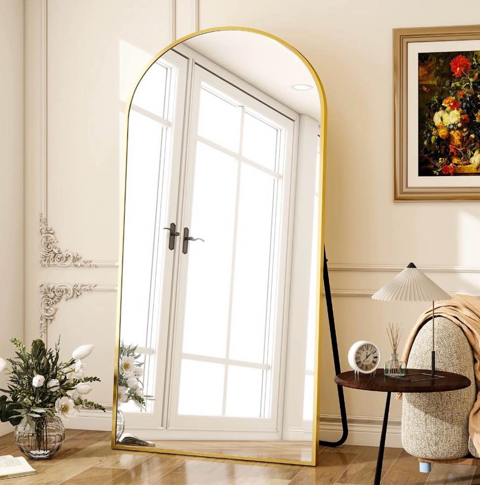 BEAUTYPEAK 77"x39" Arch Full Length Mirror Oversized Floor Mirrors for Standing Leaning, Gold