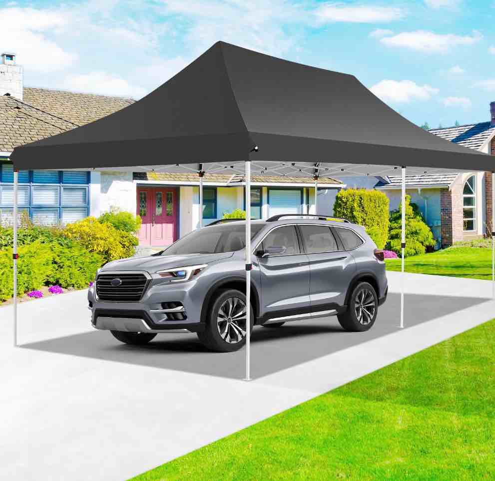 HOTEEL 10 x20  Pop up Canopy Tent with 6 Removable Sidewalls  Instant Outdoor Canopy Shelter with Upgrade Raised Roof and Carry Bag Black