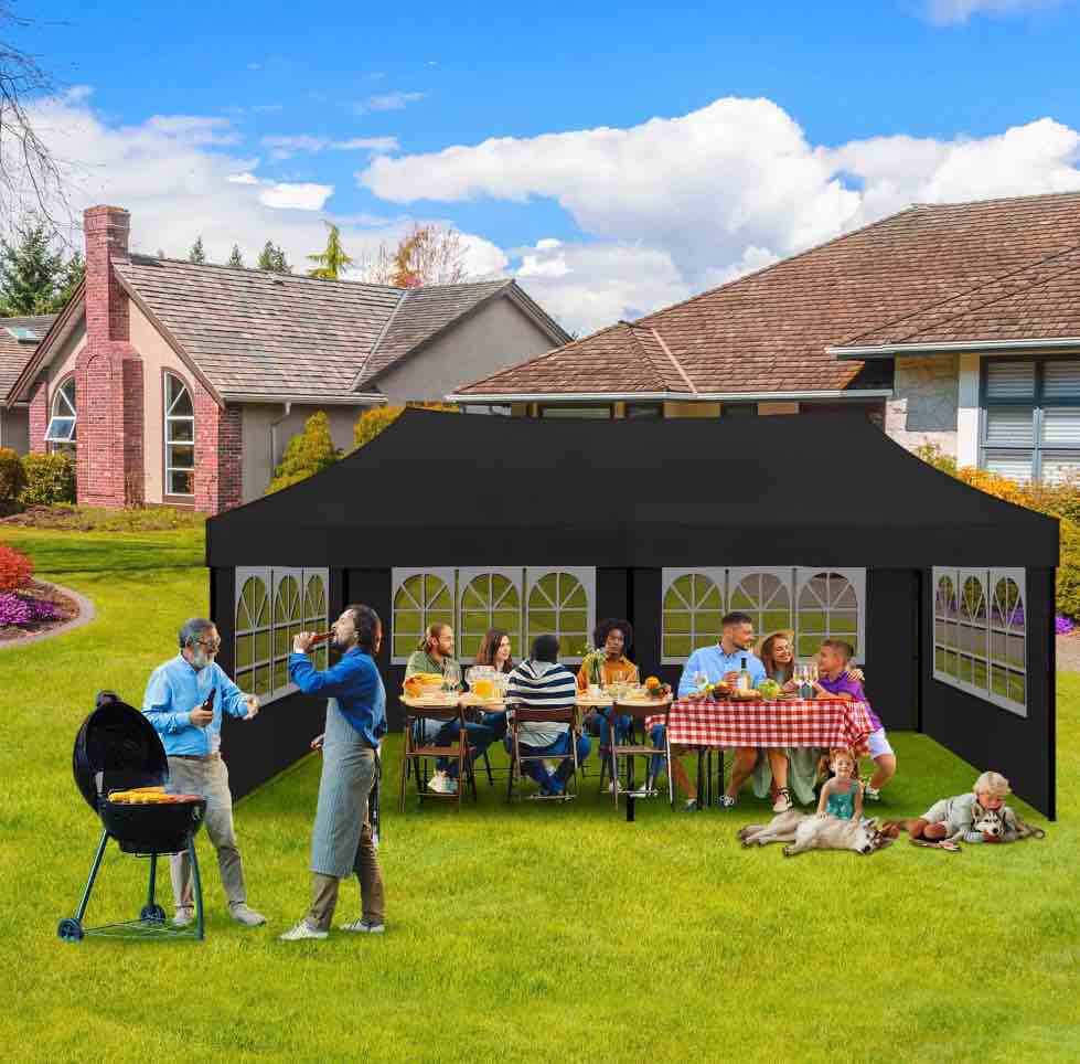 GVDV 10x20 FT Pop up Canopy tent with Removable Sidewalls, Instant Canopies Portable Gazebo, UV Resistant Waterproof, Enclosed Canopy Tent for Outdoor Events, Patio, Backyard, Party, Parking