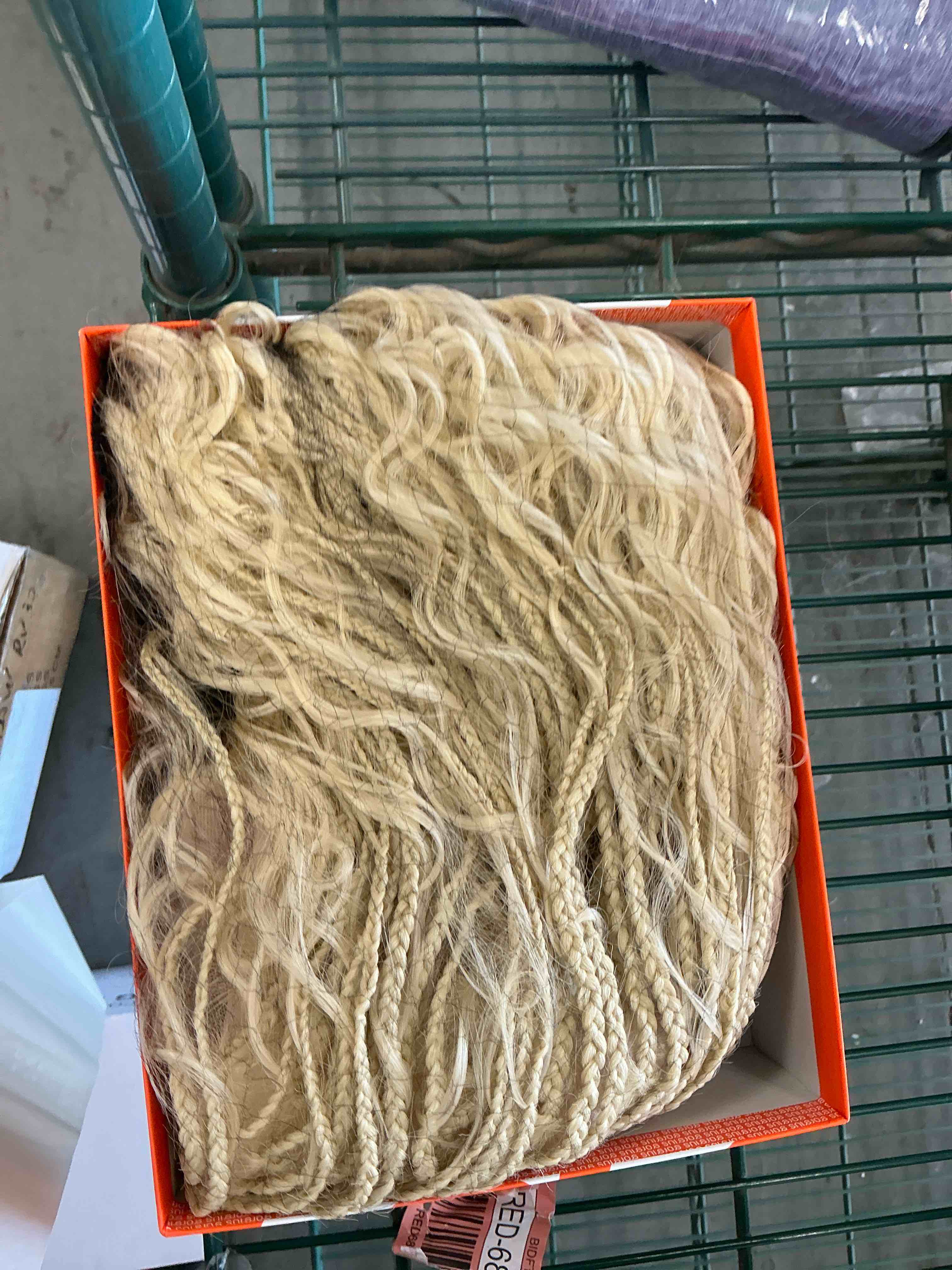 Condition photo showing Good Condition for GORGIUS French Braided Wig 613 Blonde Knotless Braided Lace Front Wigs with Baby Hair Double Twist Braiding Pigtail Long Synthetic Box Braids Hair French Braids?Blonde