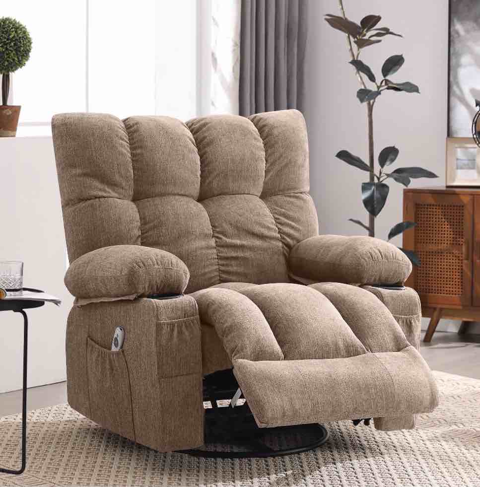 Condition photo showing Good Condition for JONPONY Massage Rocker Recliner Chair with Vibration Massage and Heat Ergonomic Lounge Chair for Living Room with Rocking Function and Side Pocket, 2 Cup Holders, USB Charge Port,Brown