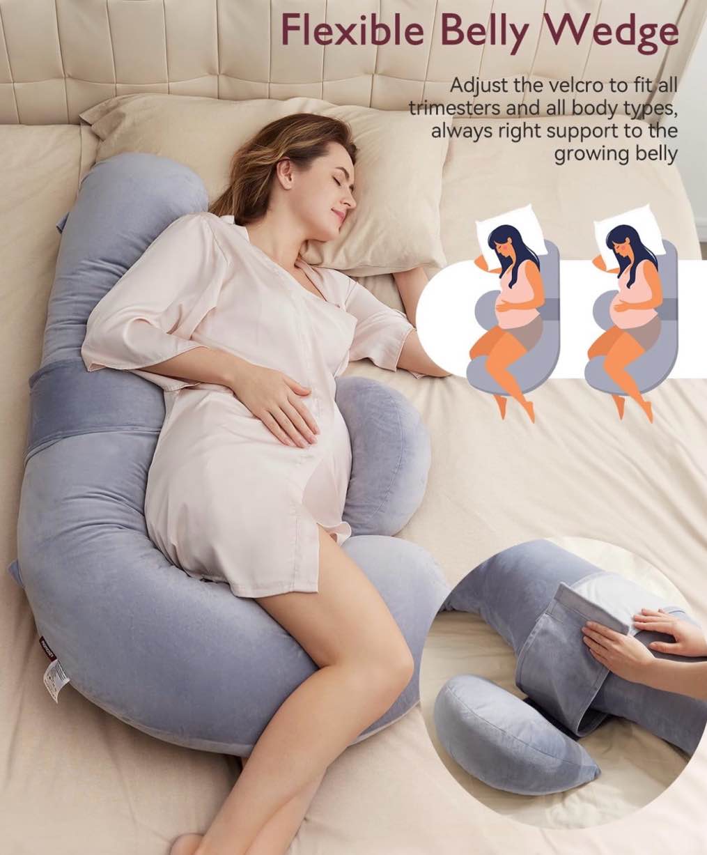 Condition photo showing Good Condition for Momcozy Pregnancy Pillows, Original F Shaped Maternity Pillow for Pregnant Women with Adjustable Wedge Pillow, Full Body Support Pregnancy Pillows for Side Sleeping with Velvet Cover