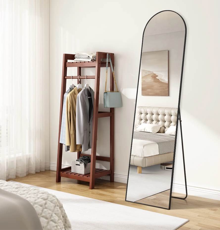 EDX Arched Full Length Mirror 59 x16  Full Body Mirror Rectangle Free Standing Wall Mounted Leaning Hanging Floor Mirrors  Black